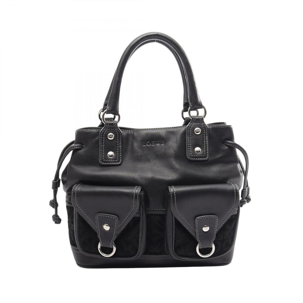 Loewe Anagram Top Handle Bag Suede Leather Black